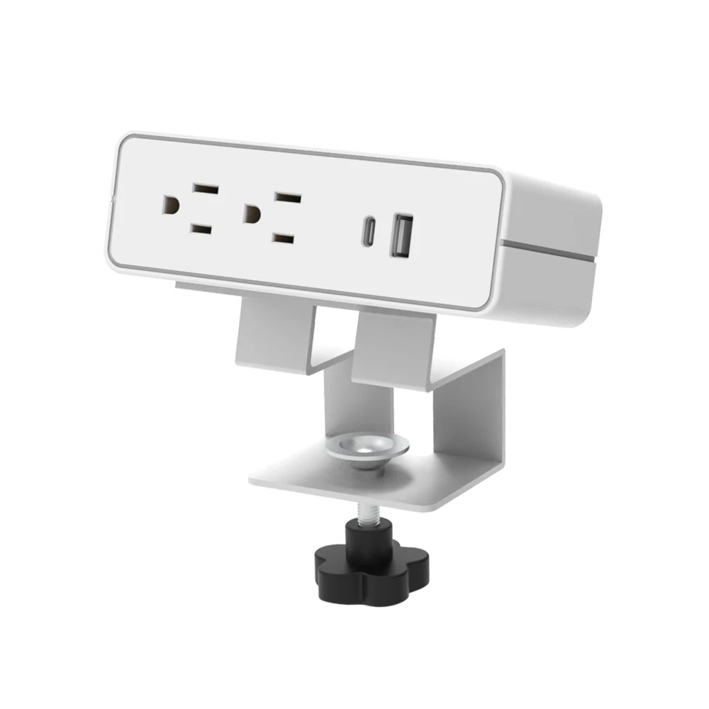 Dual Monitor Desk Setup - OMNI Desk Clamp Ac Power &