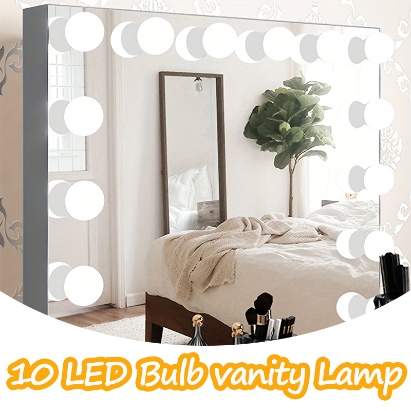 Desk Setup Lamp - 10LED Makeup Mirror Light Bulbs,Dimmable Vanity