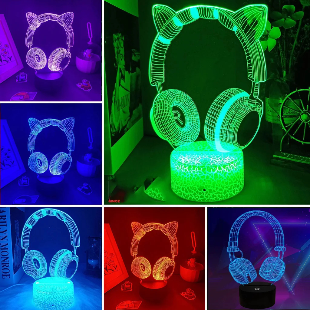 Desk Setup Diy - New Headphones 3D Illusion Night Light