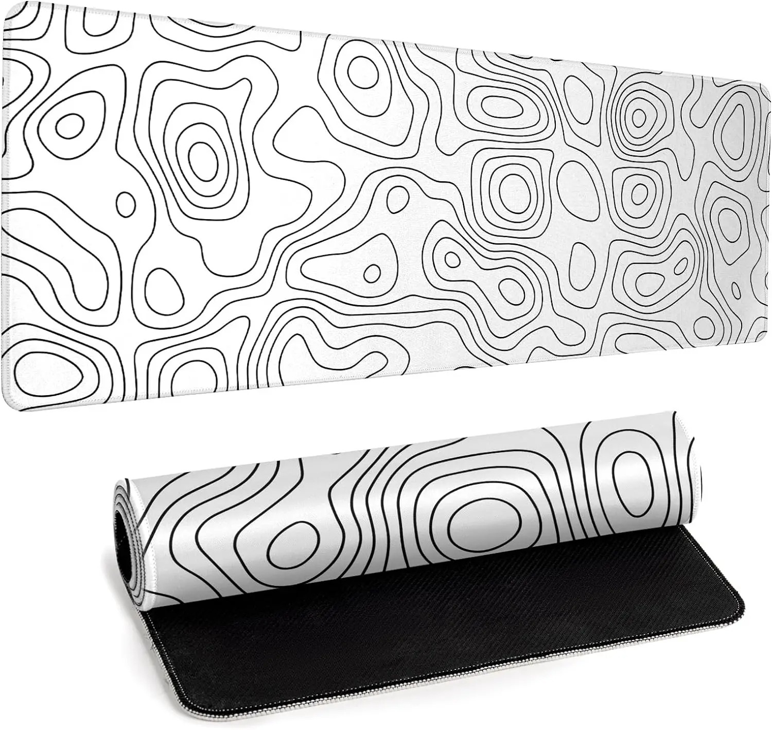 Desk Setup White - White Rubber Mouse Pad Topography Gaming