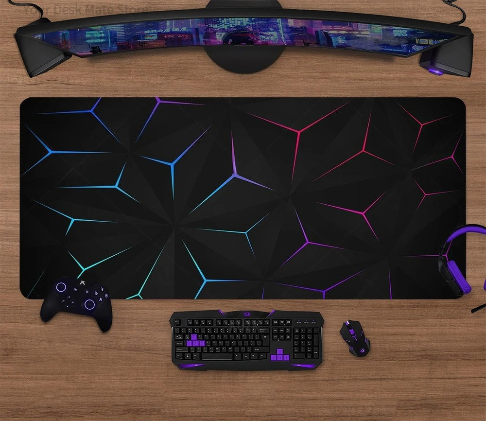 Desk Setup For Gaming - Geometric Line Gaming Desk Mat, Non-Slip
