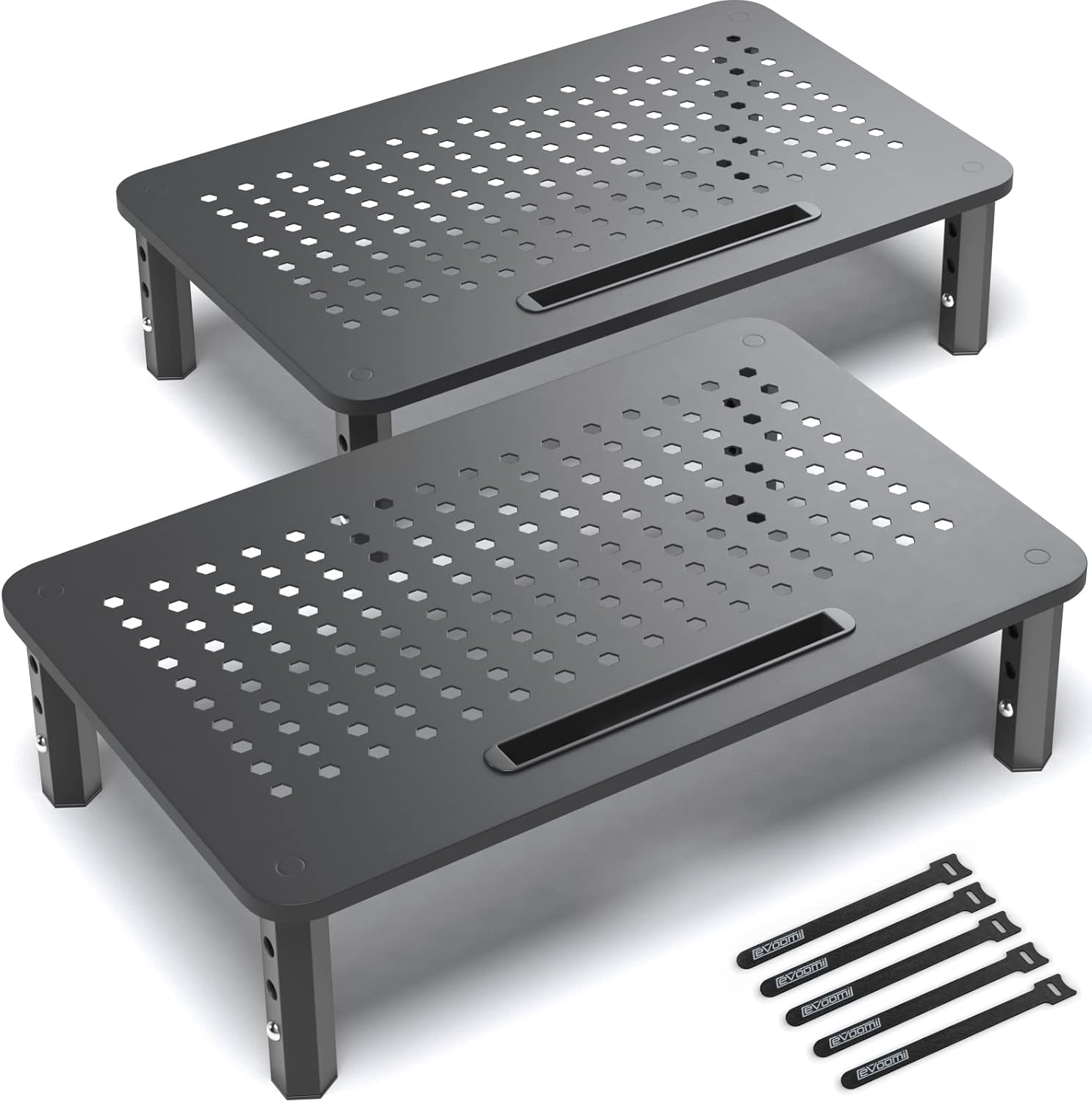 Setup Desk Monitor - 2-Pack Hexagonal Steel Monitor Stand with