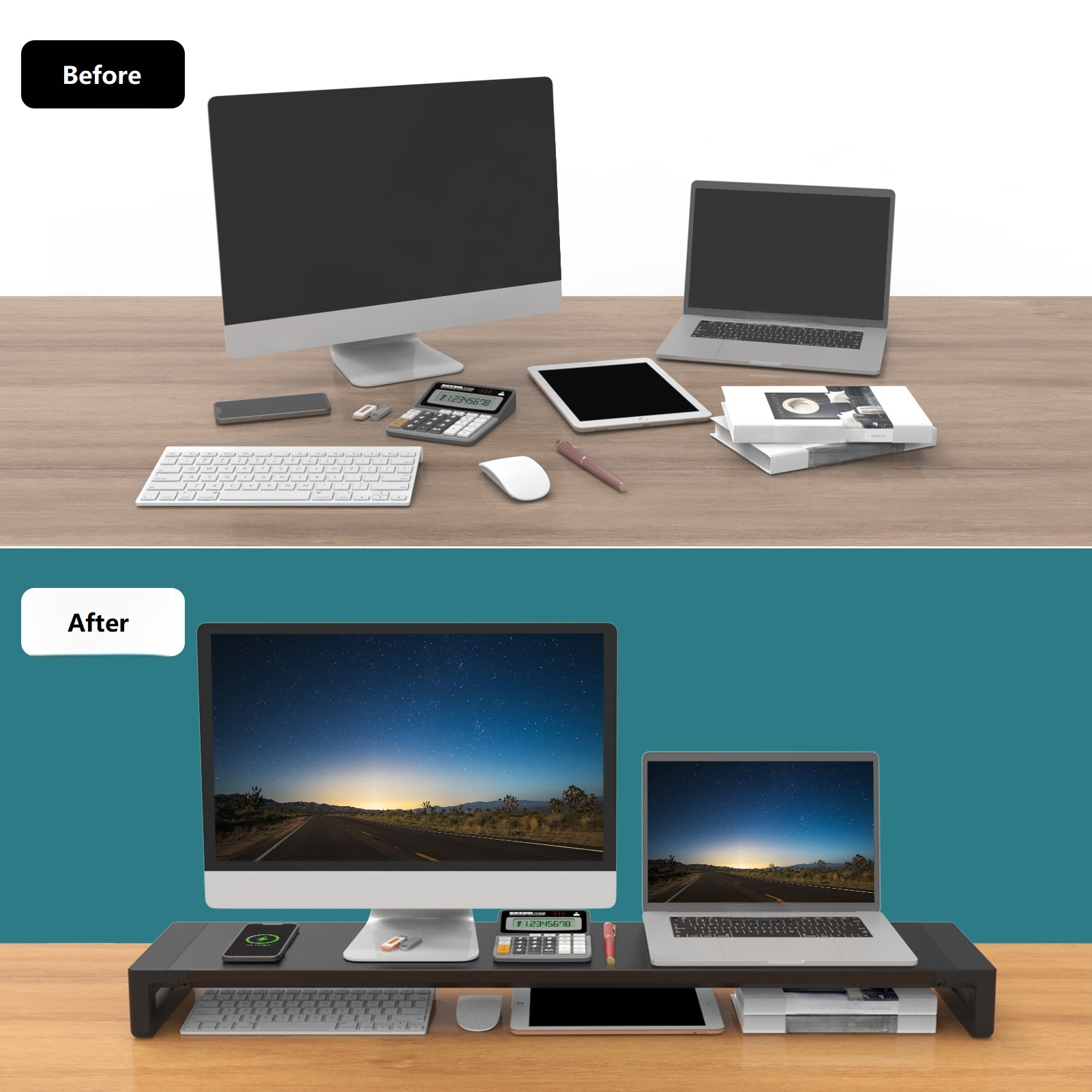 Dual Monitor Stand Riser, Exte - Dual Monitor Desk Setup recensione e prezzo