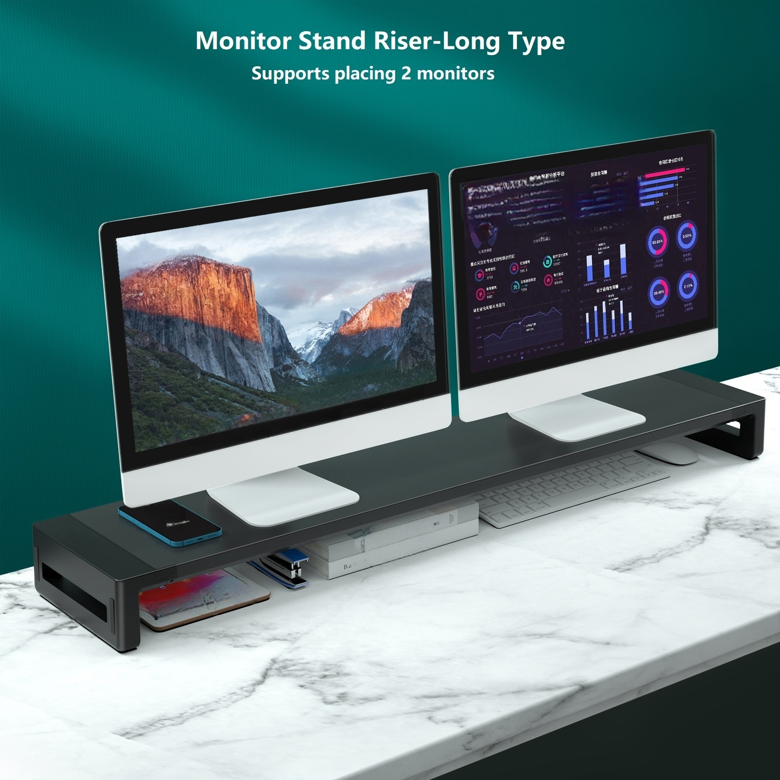 Dual Monitor Stand Riser, Exte - Dual Monitor Desk Setup recensione e prezzo
