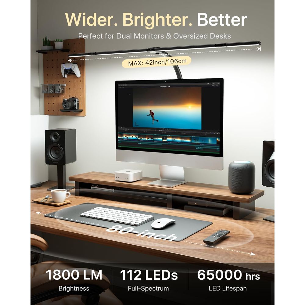 42-inch LED Desk Lamp with Adj - Dual Monitor Desk Setup recensione e prezzo