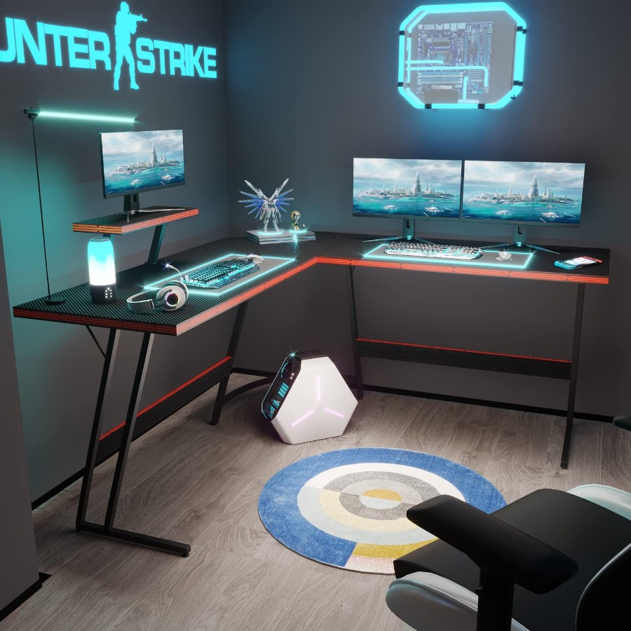 L Shaped Gaming Desk with Larg - Setup Desk Monitor recensione e prezzo