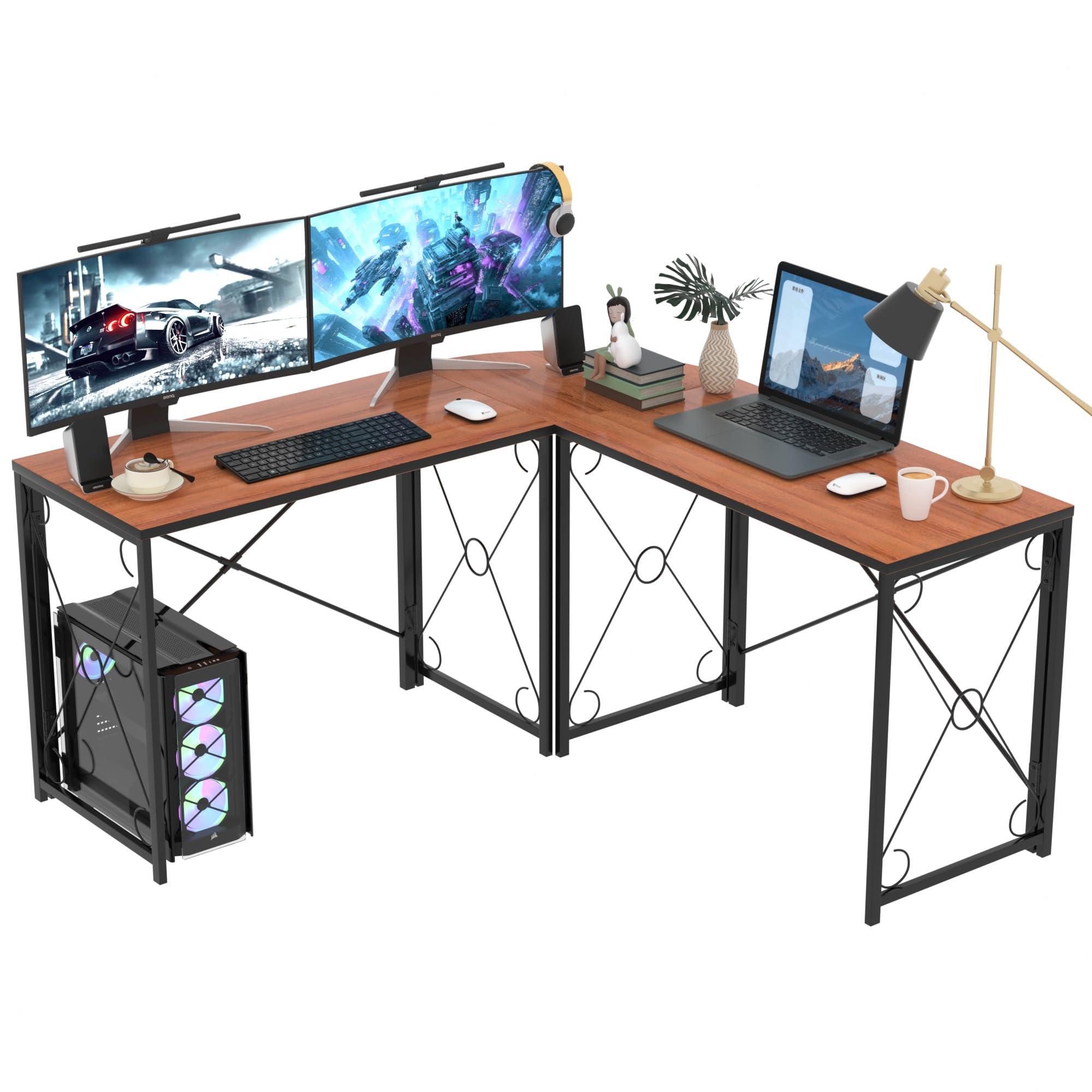 L-Shaped Computer Desk With Me - Dual Monitor Desk Setup recensione e prezzo