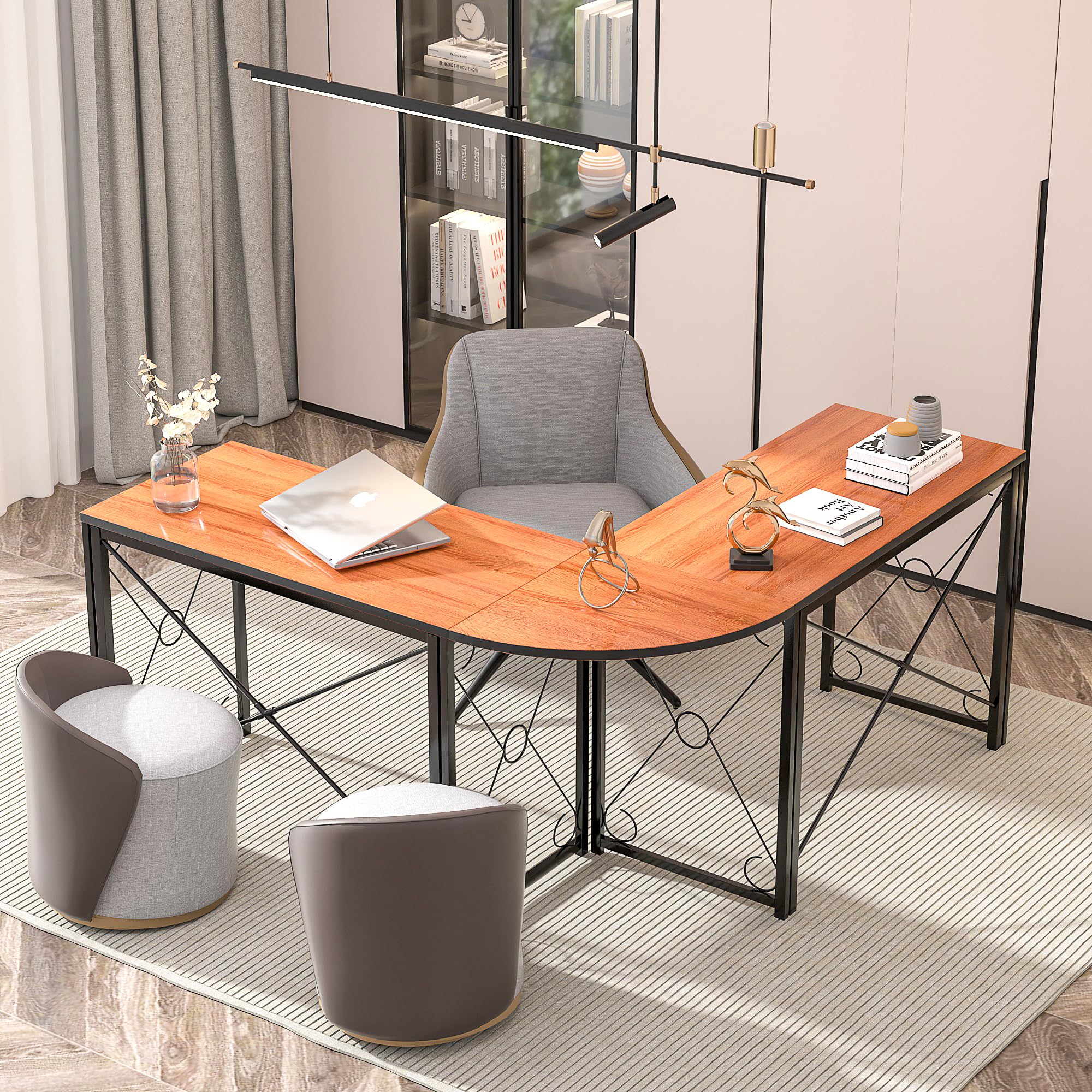 L-Shaped Computer Desk With Me - Dual Monitor Desk Setup recensione e prezzo