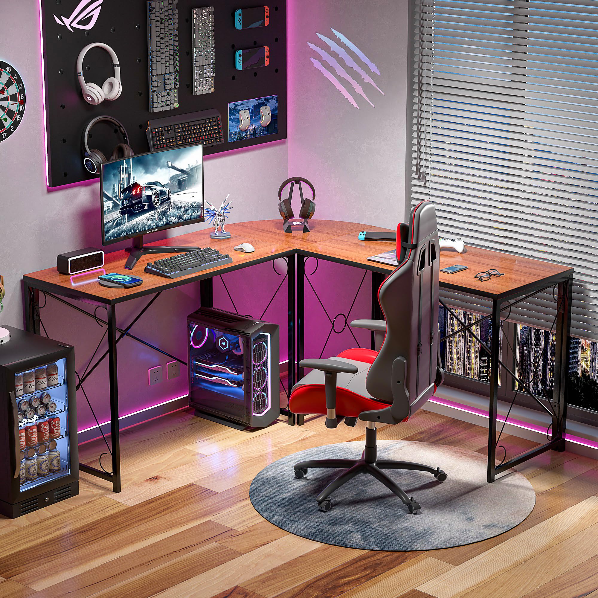 L-Shaped Computer Desk With Me - Dual Monitor Desk Setup recensione e prezzo