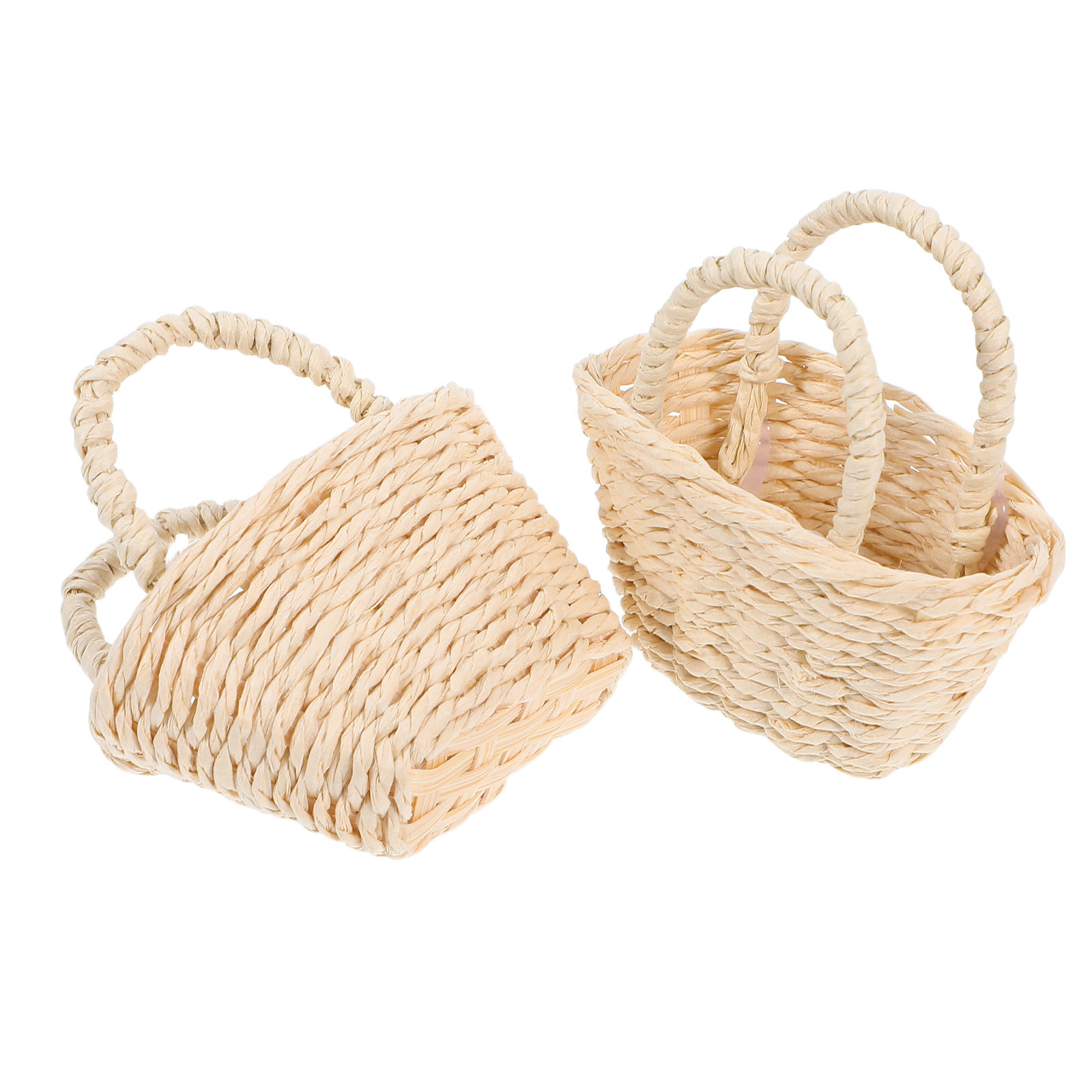 2Pcs Mini Raffia Handle Basket - Desk Setup Diy recensione e prezzo