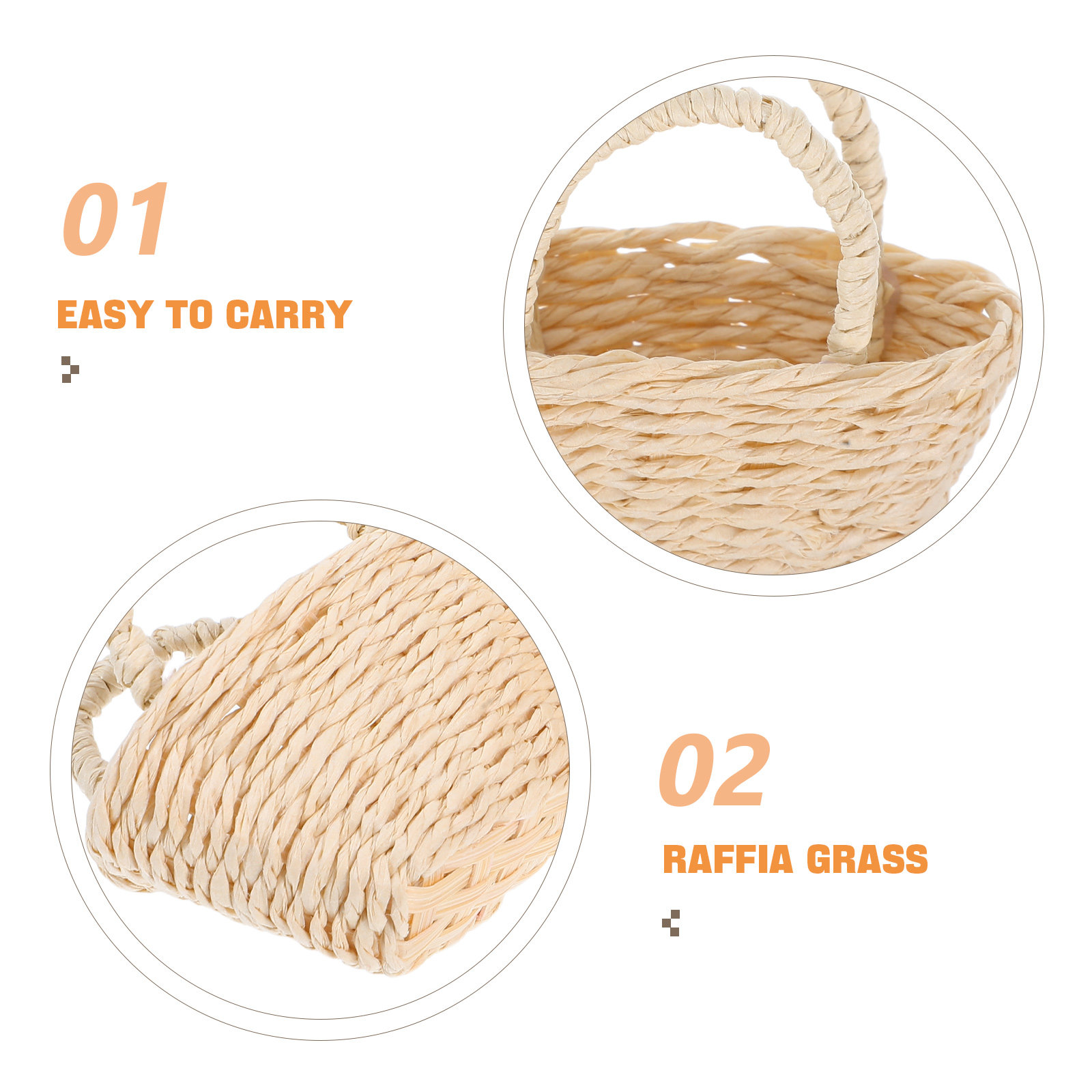 2Pcs Mini Raffia Handle Basket - Desk Setup Diy recensione e prezzo