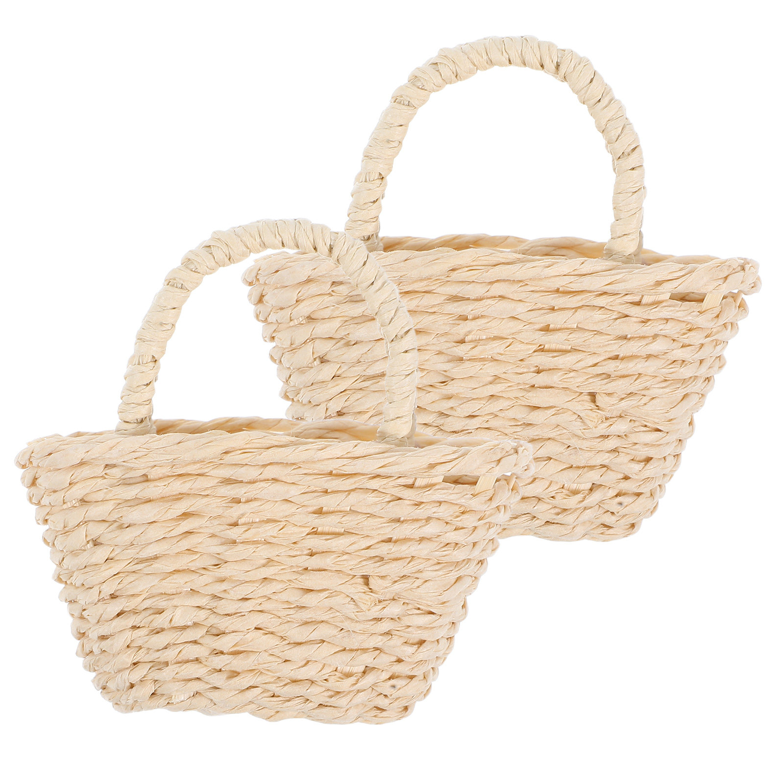 2Pcs Mini Raffia Handle Basket - Desk Setup Diy recensione e prezzo