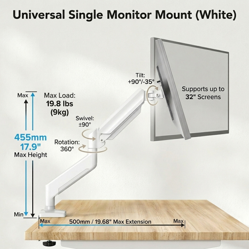 Universal Monitor Arm & Brazo  - Desk Setup White recensione e prezzo