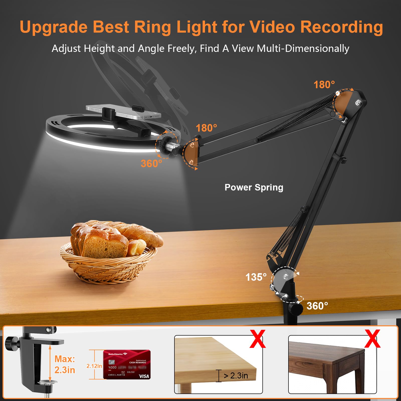 Nice Overhead Tripod With Ring - Desk Setup Lamp recensione e prezzo