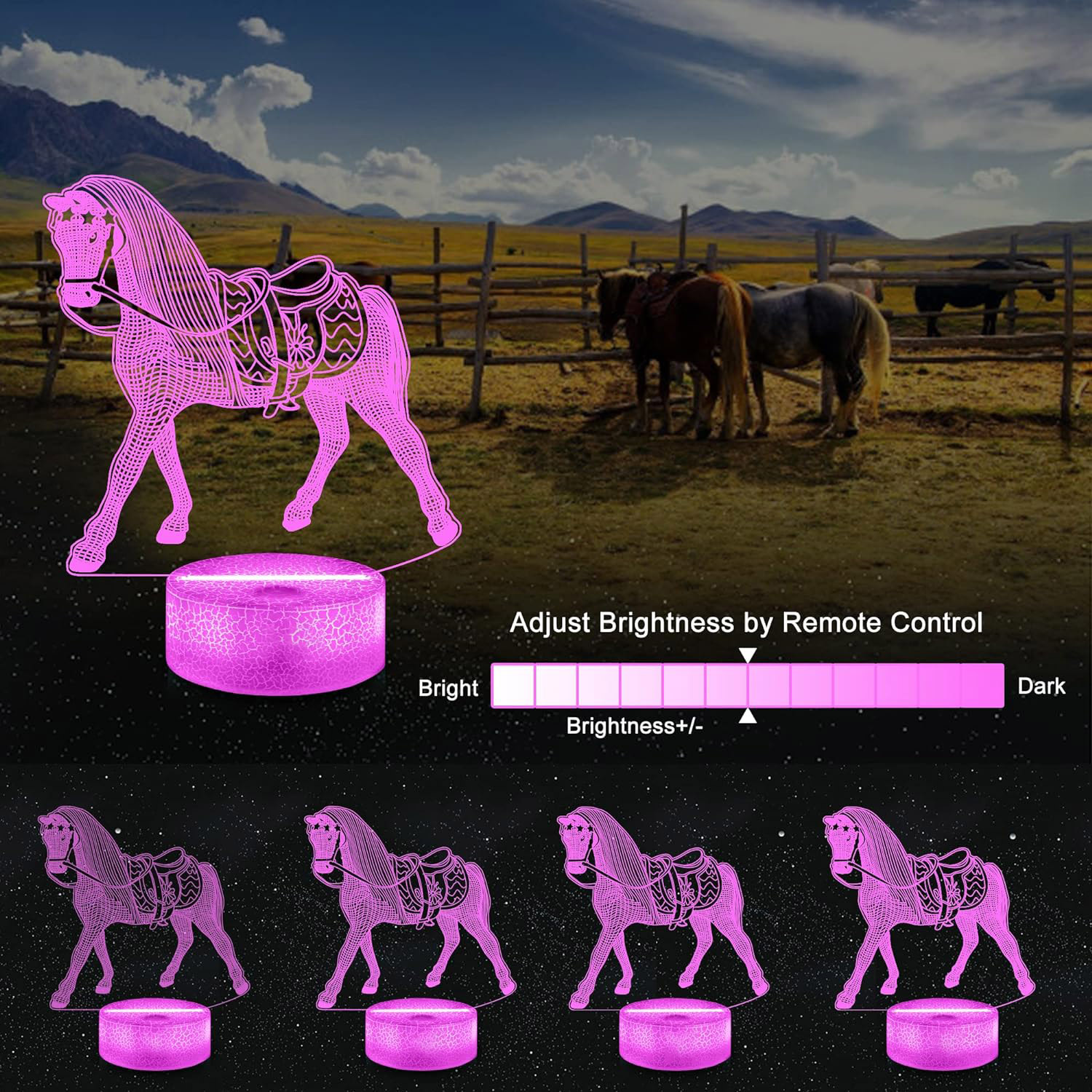 NEW Animal Horse 3D Night Lamp - Desk Setup Diy recensione e prezzo