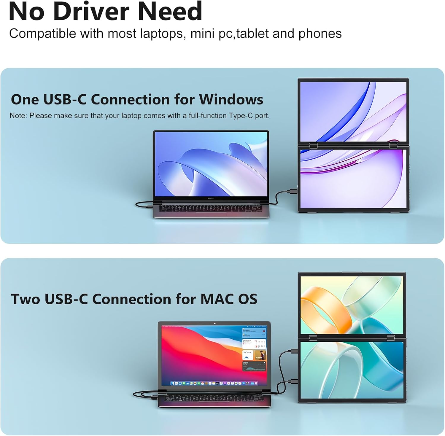 14‘’ Dual Portable Monitor Sta - Dual Monitor Desk Setup recensione e prezzo