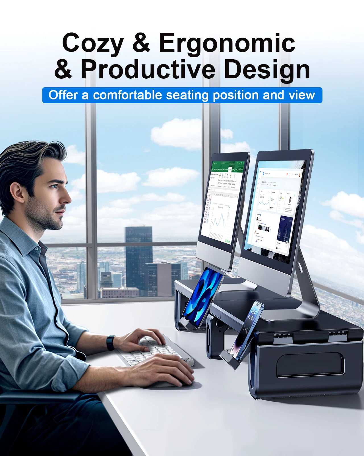 Oatsbasf Dual Monitor Stand Ri - Dual Monitor Desk Setup recensione e prezzo