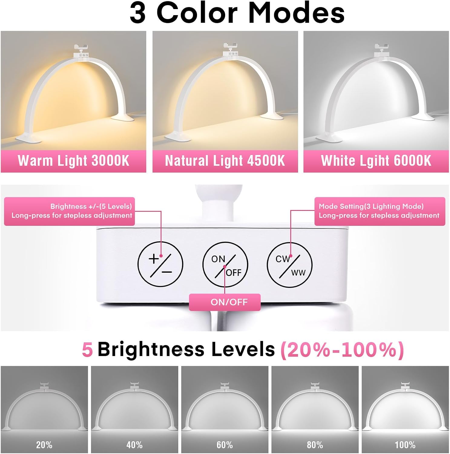 Half Moon Light U-Shaped Nail  - Desk Setup Lamp recensione e prezzo