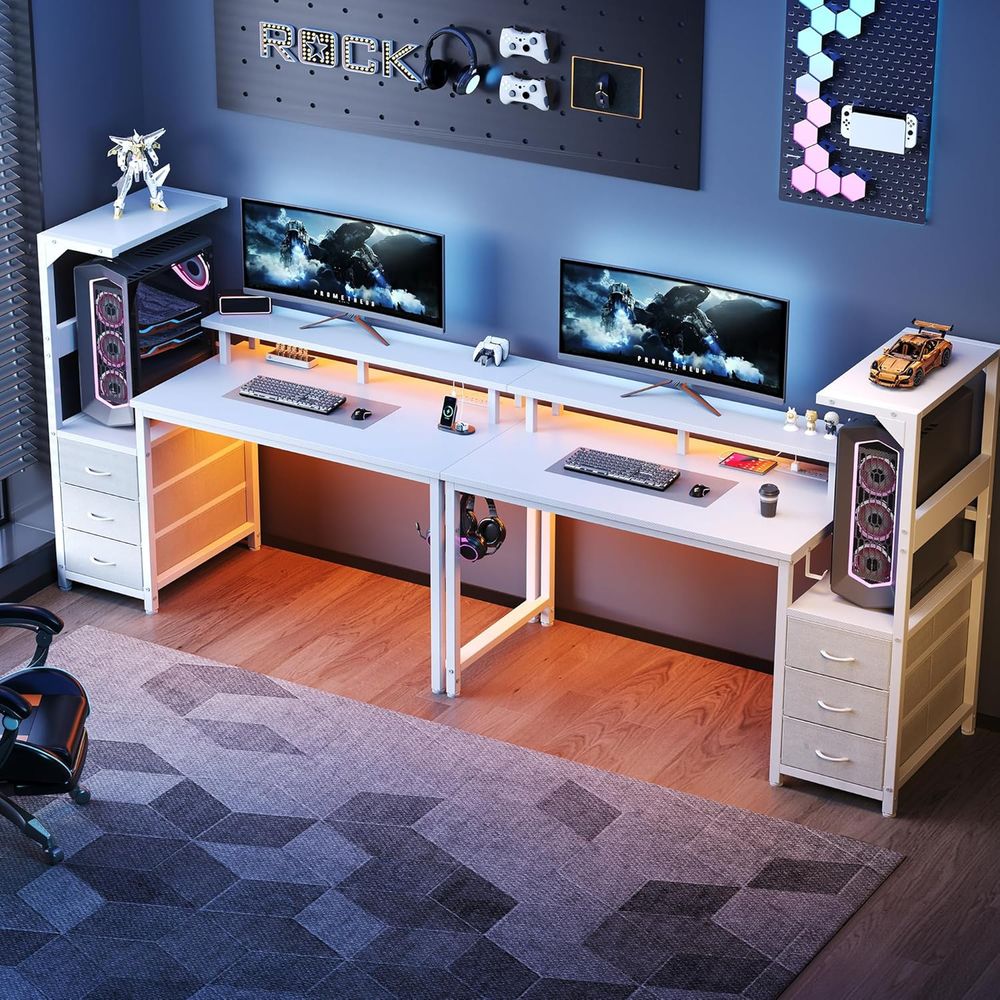 White 52 L-Shaped Gaming Desk  - Desk Setup White recensione e prezzo
