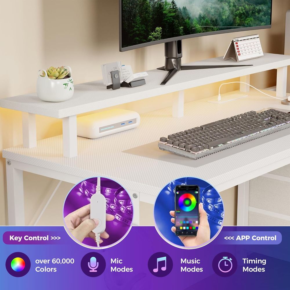 White 52 L-Shaped Gaming Desk  - Desk Setup White recensione e prezzo