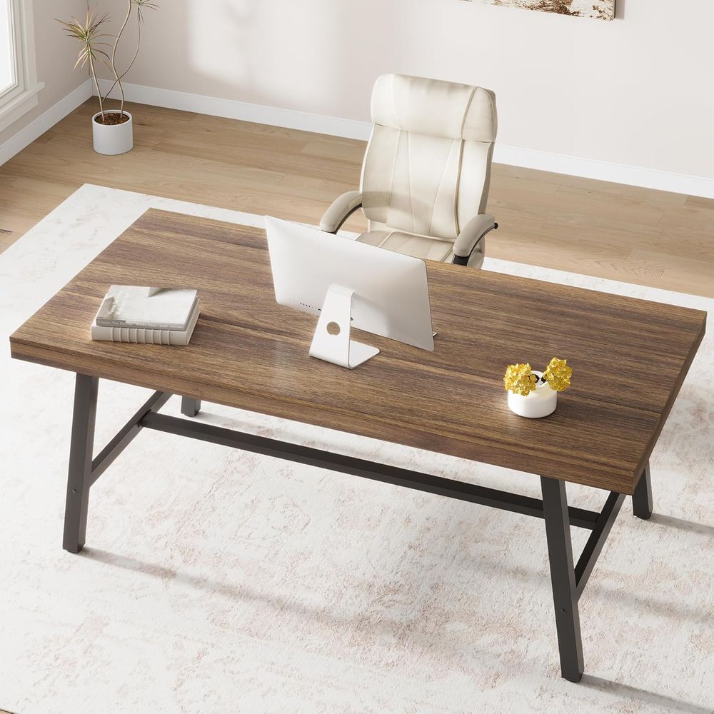 Extra Long Industrial-Style Ru - Dual Monitor Desk Setup recensione e prezzo